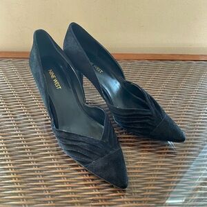 Nine West • Black Suede Heels • Size 9.5